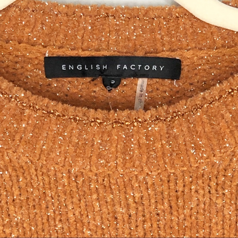 English Factory Cropped Knit Metallic Sweater NWT - Picture 5 of 6